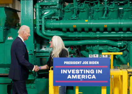 U.S. President Biden visits Cummins Power Generation Facility in Fridley, Minnesota