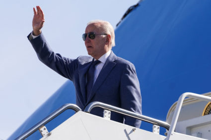 U.S. President Joe Biden boards Air Force One for travel to Ireland, as he departs Joint Base Andrews, Maryland, U.S., April 11, 2023. Photo by Kevin Lamarque/REUTERS