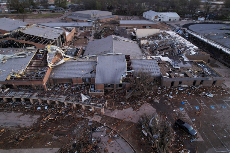 Aftermath of tornado in Wynne, Arkansas