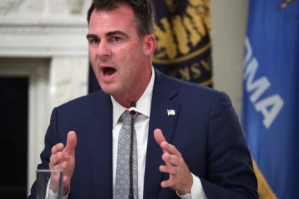 Gov. Kevin Stitt (R-OK) speaks during a roundtable at the State Dining Room of the White House June 18, 2020 in Washington, DC. President Trump held a roundtable discussion with Governors and small business owners on the reopening of American’s small business. Photo by Alex Wong/Getty Images