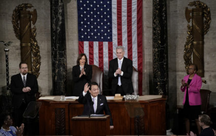 South Korea's President Yoon Suk Yeol addresses a joint meeting of Congress in Washington