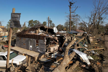 Aftermath of tornado in Wynne, Arkansas