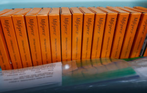 Boxes of Mifepristone, the first pill in a medical abortion, are seen at Alamo Women's Clinic in Carbondale