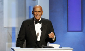 Belafonte speaks as he accepts the Spingarn Award during the 44th Annual NAACP Image Awards at the Shrine Auditorium in Lo...