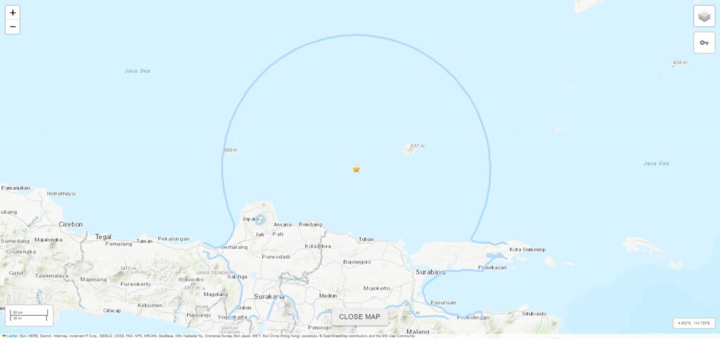 Image of epicenter of Indonesian earthquake