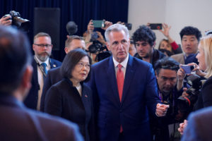 Taiwan's President Tsai Ing-wen meets the U.S. Speaker of the House Kevin McCarthy, in Simi Valley, California