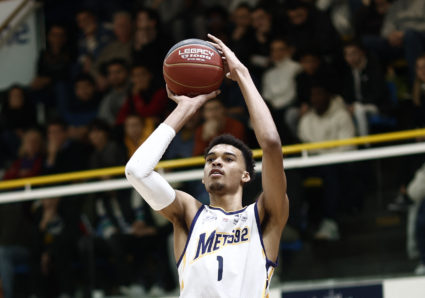 Basketball - Victor Wembanyama in action during the match between Boulogne-Levallois vs Monaco
