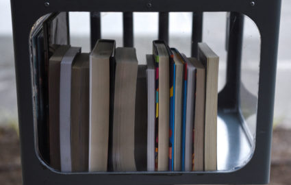 A Little Free Library contains banned books in Houston