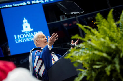 U.S. President Joe Biden delivers the commencement address to the 2023 graduating class of Howard University