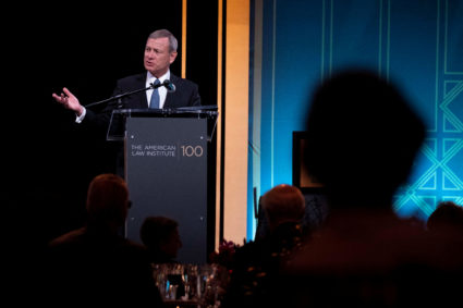 U.S. Supreme Court Chief Justice John Roberts and Justice Elena Kagan attend American Law Institute’s 2023 Annual dinner i...