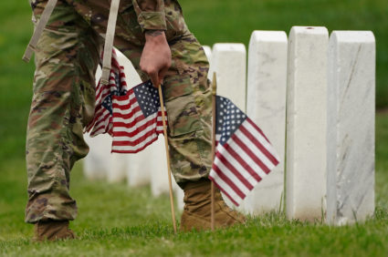 "Flags In" for Memorial Day at Arlington National Cemetery in Virginia