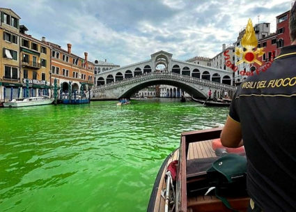 Mysterious bright green liquid in Venice's Grand Canal under investigation, police say