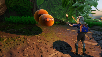 A spider enemy in the Obsidian game "Grounded" with the "arachnophobia mode" turned on. Photo provided by Microsoft