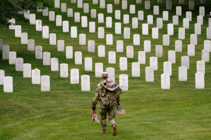 "Flags In" for Memorial Day at Arlington National Cemetery in Virginia