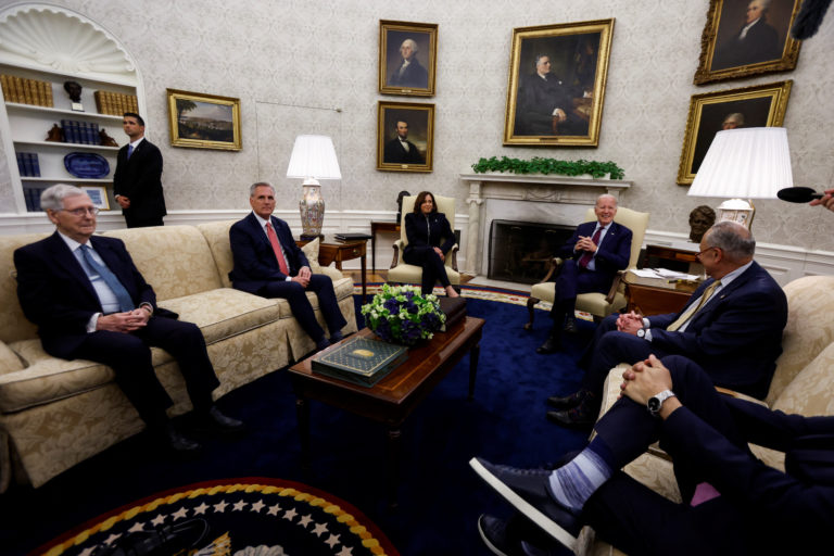 U.S. President Joe Biden holds debt limit talks with Congressional leaders at the White House in Washington