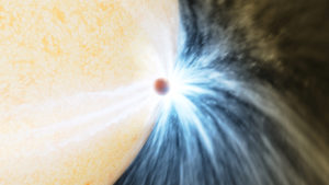 Artist's impression shows a doomed planet skimming the surface of its star, located about 15,000 light-years away from Earth