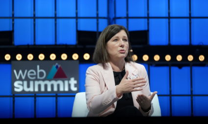 Vice President of the European Commission for Values and Transparency, Vera Jourova speaks during the Web Summit, in Lisbon