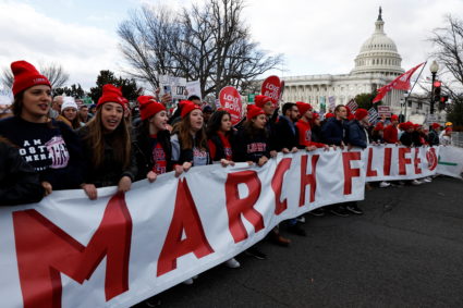 Anti-abortion demonstrators take part in the annual "March for Life" in Washington