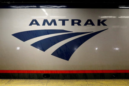 FILE PHOTO: An Amtrak train is parked at the platform inside New York's Penn Station, the nation's busiest train hub, whic...
