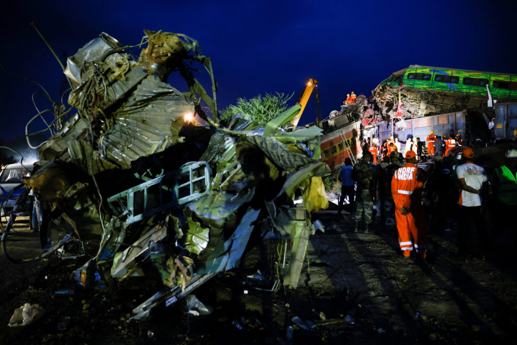 Aftermath of a train crash in India
