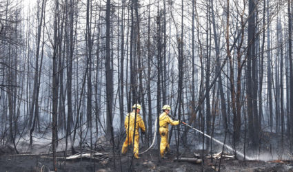Firefighters tackle the Shelburne wildfires in Nova Scotia