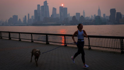 Haze and smoke from Canadian wildfires shroud Manhattan skyline in New York