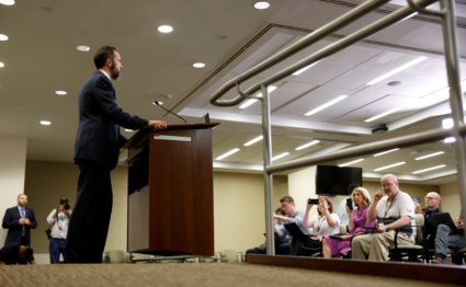 Special Counsel Jack Smith makes a statement to reporters about the 37 federal charges returned by a grand jury in an indictment of former U.S. President Donald Trump on charges of unauthorized retention of classified documents and conspiracy to obstruct justice, at Smith' offices in Washington, U.S. June 9, 2023. Photo by Jonathan Ernst/REUTERS