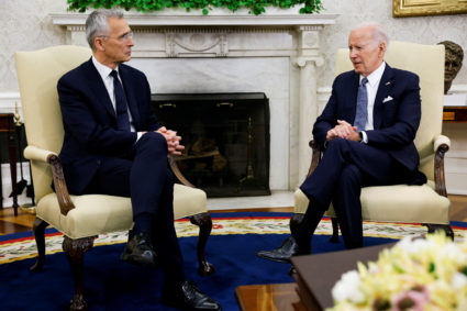 U.S. President Joe Biden meets with NATO Secretary General Jens Stoltenberg in the Oval Office at the White House in Washington, U.S., June 13, 2023. Photo by Jonathan Ernst/REUTERS