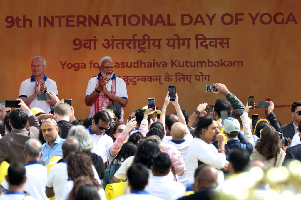 Indian Prime Minister Narendra Modi attends International Day of Yoga at United Nations in New York