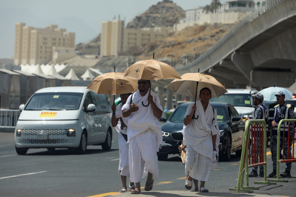 Mina area during the annual haj pilgrimage, in the holy city of Mecca