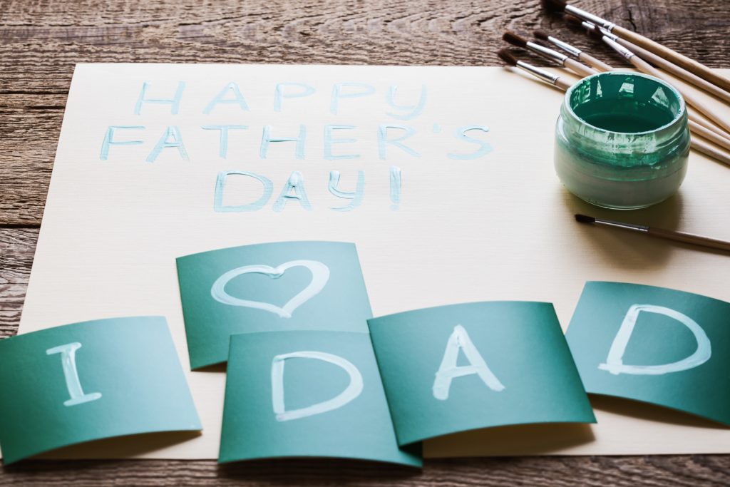 Making greeting card, holiday gift for dad