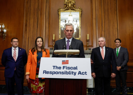 U.S. House Speaker Kevin McCarthy (R-CA) holds a press conference in Washington