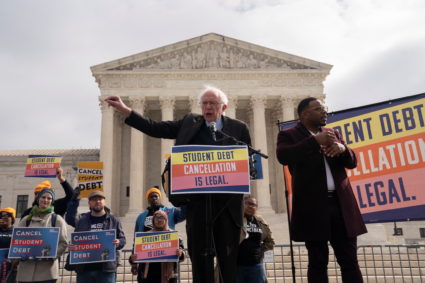 Rally in support of student loan debt relief in front of the Supreme Court in Washington