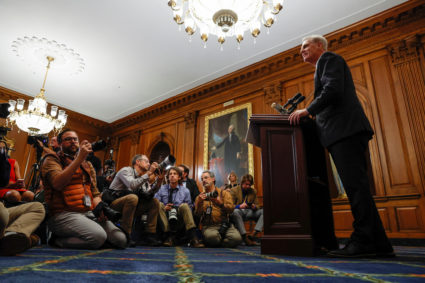 U.S. House Speaker Kevin McCarthy (R-CA) holds a press conference in Washington