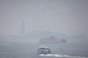 Haze and smoke, from wildfires in Canada in New York