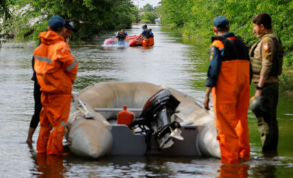 Flooded Korsunka settlement following Nova Kakhovka dam collapse
