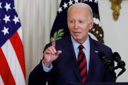 U.S. President Joe Biden delivers remarks on healthcare coverage and the economy, at the White House in Washington, U.S. July 7, 2023. Photo by Jonathan Ernst/REUTERS