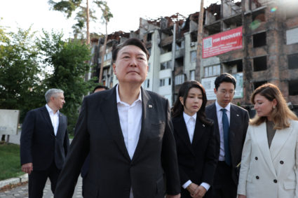 South Korean President Yoon Suk Yeol visits Irpin