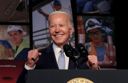 FILE PHOTO: Biden gives a speech in Washington