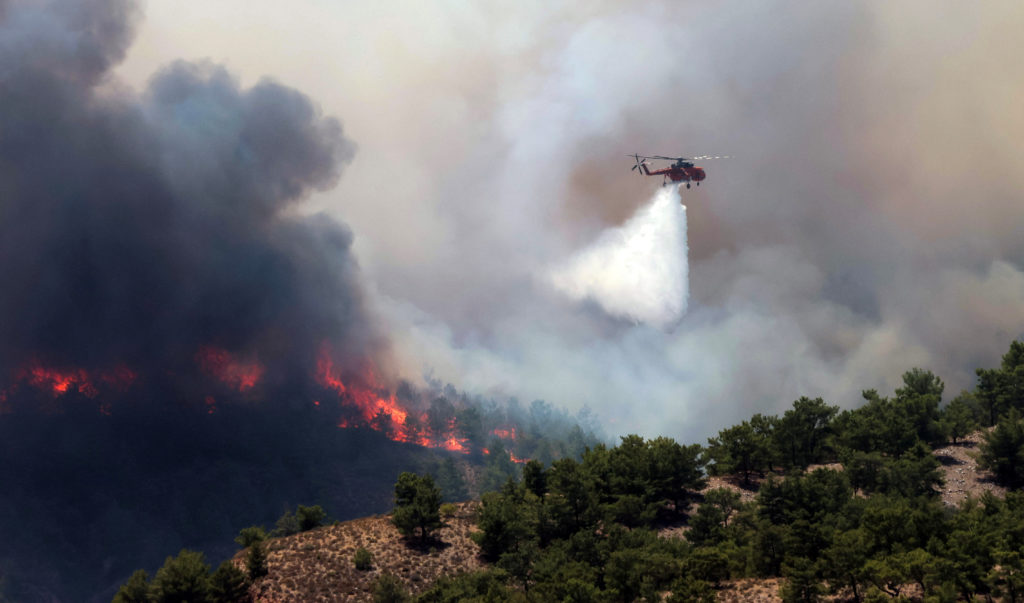 Wildfire burns on the island of Rhodes