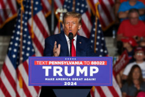 Donald Trump holds a campaign rally in Erie