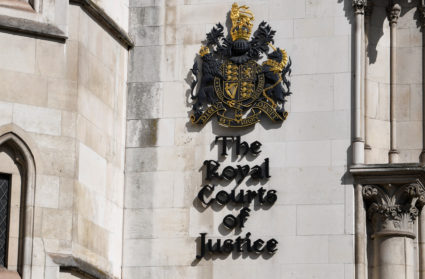 A view shows a signage on the building of the High Court in London, Britain on July 7, 2020. Photo by Toby Melville/REUTERS