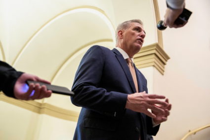 U.S. House Speaker Kevin McCarthy (R-CA) speaks to reporters on Capitol Hill in Washington
