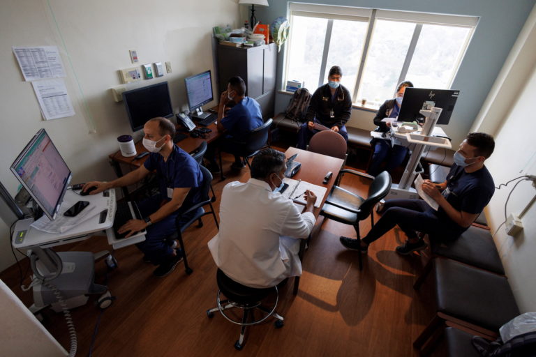 Dr. Vishal Bansalmakes his morning rounds as head of the trauma unit at Scripps Mercy Hospital in San Diego