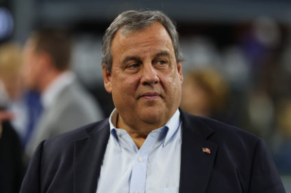 Former New Jersey Governor Chris Christie looks on prior to a game between the Indianapolis Colts and the Dallas Cowboys at AT&T Stadium on December 04, 2022 in Arlington, Texas. Photo by Richard Rodriguez/Getty Images