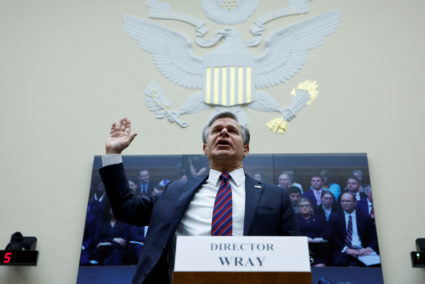 FBI Director Christopher Wray testifies before a House Judiciary Committee hearing on Capitol Hill in Washington