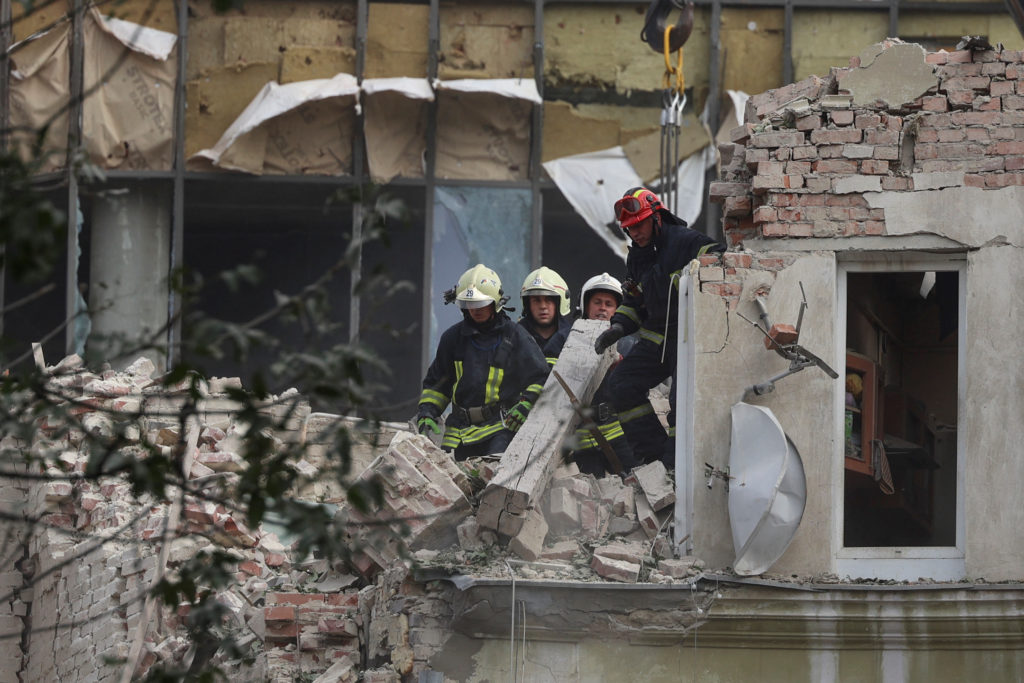 Aftermath of a Russian missile attack in Lviv