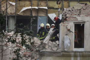 Aftermath of a Russian missile attack in Lviv