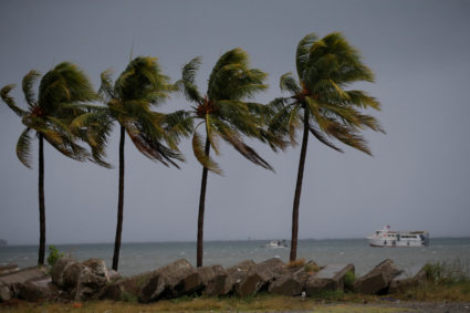 Boats are seen as palms are moved by the wind brought by Hurricane Irma in Cap-Haitien, Haiti, September 7, 2017. Photo by Andres Martinez Casares/REUTERS