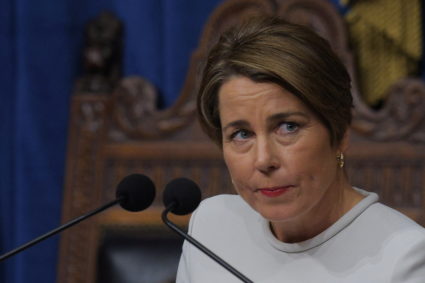 Massachusetts Governor Maura Healey speaks after taking the Oath of Office during her inauguration at the Massachusetts State House in Boston, U.S., January 5, 2023. Photo by Brian Snyder/REUTERS